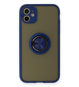 Pilelistore   iPhone 11 Kılıf Montreal Yüzüklü Silikon Kapak - Lacivert
