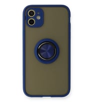 Pilelistore   iPhone 11 Kılıf Montreal Yüzüklü Silikon Kapak - Lacivert