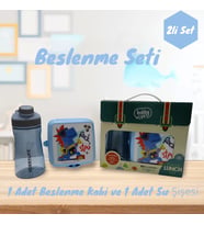 Mavi Çocuk Beslenme Kabı SET*İçme şişesi´le* Erken Çocuk*Bölmeli*Bölmeli Beslenme Kutusu (Açık Mavi)