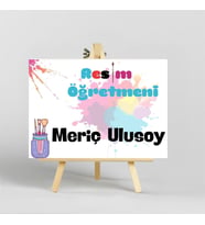 Resim Öğretmenlere Özel Tasarımlı İroka Ayaklı Masa Üstü İsimlik
