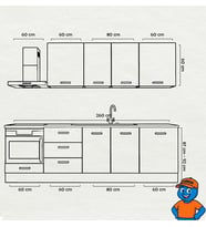 260 cm Mutfak Dolabı  MDF Kapak Tezgah Dahil YRKN260 100 (Gümüş)