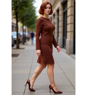 Büyük Beden Kadınlar İçin Örme A Line Elbise Bisiklet Yaka Uzun Kollu Mini Boy Kış Şıklığı