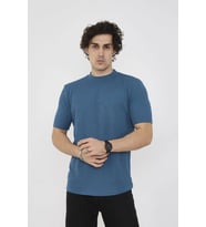 ERKEK Yazlık Tişört Bisiklet Yaka T-Shirt- Turkuaz