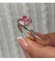 Gümüş Pembe Zirkon Taşlı Kadın Yüzük (Standart)