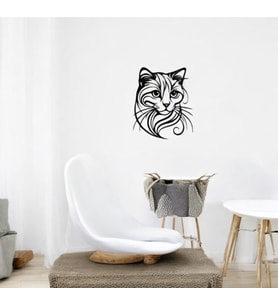 Kedi Figürlü Minimalist Duvar Dekoru (13x16cm)