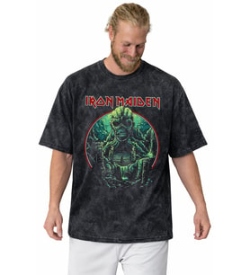 Iron Maiden Rock Metal Müzik Grubu Baskılı Unisex Oversize Vintage Yıkamalı Tişört