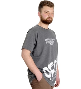 Mode XL Büyük Beden Erkek T-shirt UVELLE SAISON 23112 Antramelanj