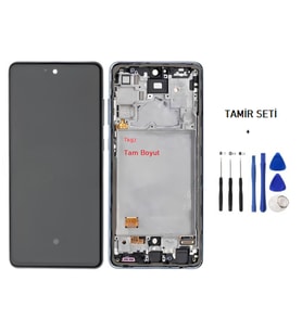 Tkgz - Samsung Galaxy A72 - SM-A725 Uyumlu Lcd Ekran Dokunmatik Servis ÇITALI SİYAH + TAMİR SETİ