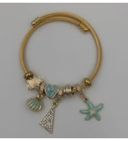 Gold Kaplama Su Yeşili Deniz Yıldızı Charmlı Çelik Pandora Model Bileklik