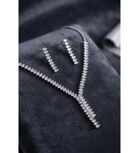 Arpa Zirkon Taşlı Su Yolu Kolye ve Küpe Set