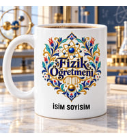 Kişiye Özel Fizik Öğretmeni Çini Motifli Atom Desenli Kupa Bardak
