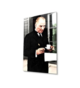 Atatürk Cam Tablo 4mm Dayanıklı Temperli Cam, Atatürk Glass Wall Art (Çok Renkli)