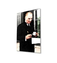 Atatürk Cam Tablo 4mm Dayanıklı Temperli Cam, Atatürk Glass Wall Art (Çok Renkli)