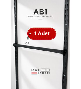 1 Adet - AB1 90 cm Askı Geçen Profil – 10x30 Aksesuar Ara Bağlantı 40 mm Hatve - Konik Dikme Uyumlu Raf Askı Aparatı Siyah