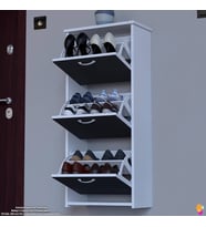 Modilayn WEST Asma Kapı Önü 52x116x26 cm’lik 3 Düşer Kapak 6 Göz Bölmeli Ayakkabılık