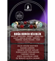 Boğa Burcu Bileklik Bronzit, Golden Obsidyen, Güneş Taşı, Kalsit, Kristal Kuvars, Krizokol, Mavi Apa