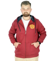 Mode XL Erkek Sweat Kapşonlu Fermuarlı Karmashek 22538 Bordo