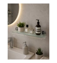 BANYO 40*10 cm Cam Etajer 4mm Buzlu Cam Etajer