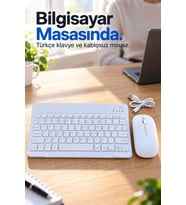 Türkçe Q Kablosuz Klavye Ve Beyaz Mouse Takımı