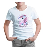 Unicorn Çiçek Anneler Günü Beyaz Çocuk Tshirt