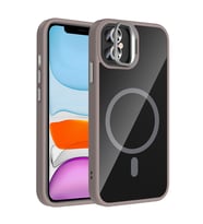 Apple iPhone 11 Uyumlu Kılıf Standlı ve Kamera Lens Hediyeli M-Safe Şarj Özellikli Zore Etro Kapak (Gri)