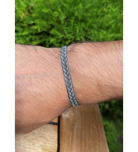 Kazaziye El Örgüsü Gümüş Bileklik BIL2012 : Gümüş - 21 cm : Gümüş - 19 cm : Siyah - 21 cm (Siyah)