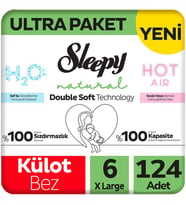 Sleepy 6 Beden Külot Bez Natural Double Soft Ultra Paket 62x2 124 Adet