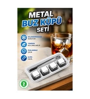 304 Paslanmaz Çelik Metal Buz Küpleri – Tekrar Kullanılabilir Soğutma Seti ve Klips