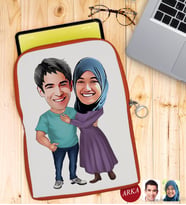 BK Gift Kişiye Özel Sevgililer Karikatürlü Taşınabilir Koruyucu Tablet Kılıfı & Organizer Çanta - Turuncu-61