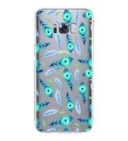 PrintiFy Samsung Galaxy S8 Plus ile Uyumlu Nazar Boncuğu 3  Kamera Korumalı Şeffaf Silikon Kılıf
