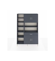 Arges Dolap 10 Raflı Tek Çekmeceli 4 Kapaklı 132x30x195 Antrasit-Antrasit/Antrasit
