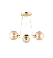 Gold 3 Lü Halka Bal Glop Camlı Modern Avize