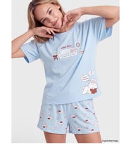 LCW Young Mavi Baskılı Kadın Şortlu Pijama Takımı