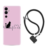 Tecno Pova Neo 2 Kılıf Resimli Boyun Askılı İpli Desenli Silikon Pink Cat Heart 1303