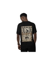 Zaman döngüsü antik simge baskılı kaliteli unisex oversize T-shirt (Siyah)