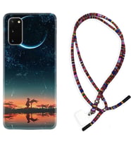 Samsung A02S A03S A10 A12 A13 A21S A22 Kılıf Boyun Asklı Rasta Silikon Ay ve Kız 1720