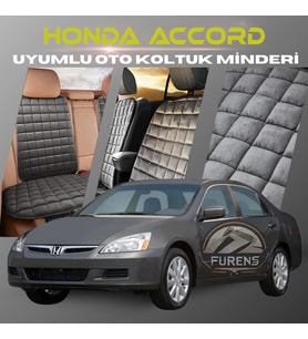 Honda Accord Antrasit Renk Tay Tüyü Cepli & Terletmez Sırtlı Oto Koltuk Minder Seti - Koltuk Koruma Kılıfı (ÖN & ARKA TAM SET)