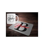 KİŞİYE ÖZEL B HARF BASKILI MOUSE PAD ve KUPA BARDAK SETİ