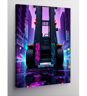 Kanvas Tablo Gece Sokakta Forklift
