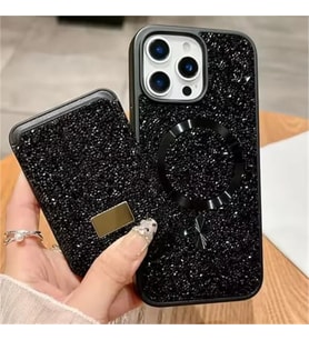 Coverzone iPhone 15 Plus ile uyumlu K?l?f Parlak Elmas Desen Ta?l? MagSafe ile uyumlu Magnetik Kartl?k Elegance Kapak ?phone 15 Plus i�in kilif Kablosuz ?arj Diamond Wallet Case 15 Plus