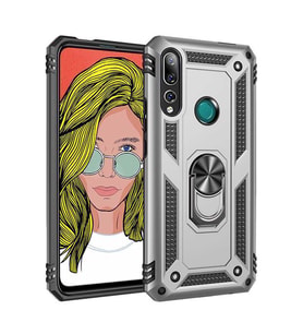 Huawei Y9 Prime 2019 Kılıf Metal For Car Yüzüklü Standlı Military Ring Serisi (Gümüş)