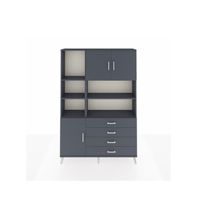 Arges Gardrop 8 Raflı 4 Çekmeceli 3 Kapaklı 132x30x195 Antrasit-Antrasit
