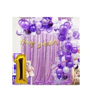 1 Yaş Macaron Mor Balon Zinciri Seti