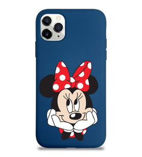 Apple iPhone 11 Pro Max  Lansman Kılıf Minnie Mouse Tasarımlı Altı Kapalı İçi Kadife Kaplı  Kapak (Şeffaf)