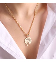 14 Ayar Altın Yonca Kolye 2.3 cm (Çok Renkli)