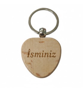 Kişiye Özel Kalp Ahşap Anahtarlık – İsminiz Yazılı Lazer Gravür Anahtarlık – Özel Tasarım Kişisel Hediye