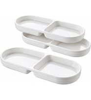 2 Bölmeli Porselen Çerezlik 3’lü Set, 25,2 × 10 × 2,3 cm, Beyaz Oval Kuruyemiş ve Kuru Meyve Tabağı, Kahvaltılık Zeytinlik, Meze Sos ve Atıştırmalık Sunum Tabağı, 3 Adet