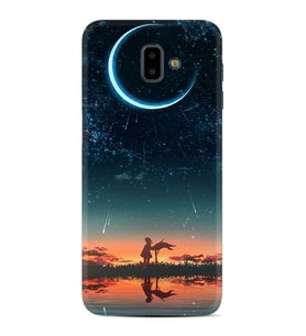 Samsung J6 Plus J7 Prime J7 Pro M20 Kılıf Desenli Silikon Ay ve Kız 1720