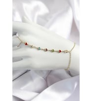 Pirinç Renkli Kalpli Zirkon Taşlı Y Model Gold Renk Kadın Şahmeran 5886 - GLST2860-8234