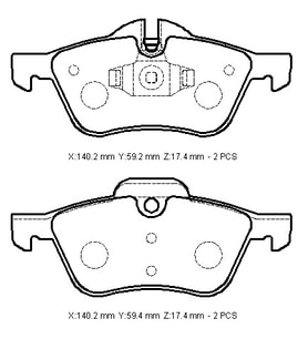 MINI COOPER- 02/07; ÖN FREN BALATASI (KABLOSUZ)(DİSK) (140,2X59,2X17,4/140,2X59,4X17,4) (BRAMAX)